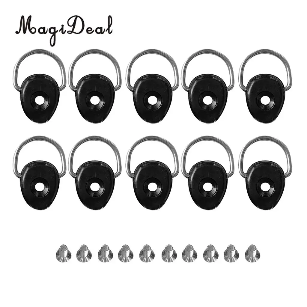 MagiDeal 10Pcs/Set Universal Kayak D Ring Tie Down Loop & Screws for Boat Deck Fitting Fishing Rigging Gear Equipment