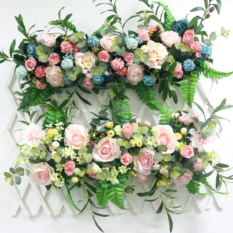 Flone Artificial Flower Row Luxurious Wedding Decor Rose Flower Row Silk Road Cited Flowers Arched DIY Background Flower Wall (7)