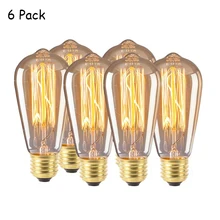 6 ПАК ST64 винтажная лампочка накаливания Эдисона E27 Dimable Filament Lighting 40W 60W Filament промышленный домашний Лофт Декор 110V 220V