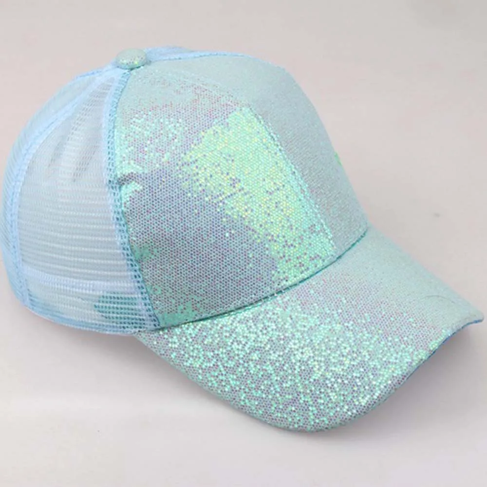 blank baseball caps Women Girl Ponytail Baseball Cap Sequins Shiny Messy Bun Snapback Hat Ladies Sports Caps Summer Mesh Hat Female Hip Hop Caps womens designer baseball caps