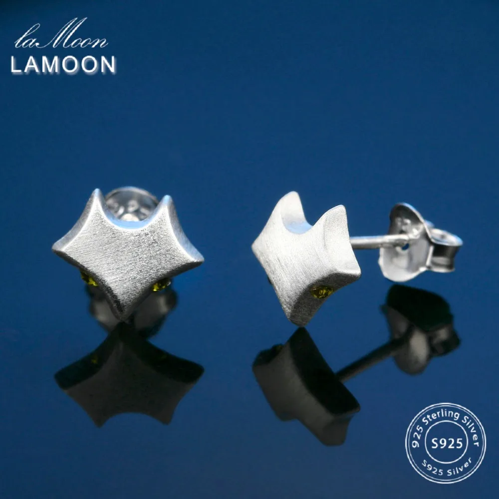LAMOON Lovely Little Fox Shaped 100% Real 925-Sterling-Silver Stud Earrings S925 Fine Jewelry For Women Girl Gift LMEY025