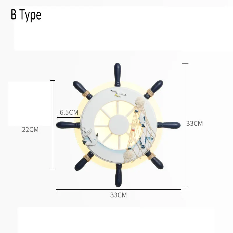 18 Вт Средиземноморский Морской декоративный настенный прикроватный светильник 3 светильник с регулируемой яркостью светодиодный настенный светильник для детской спальни гостиной - Цвет абажура: B