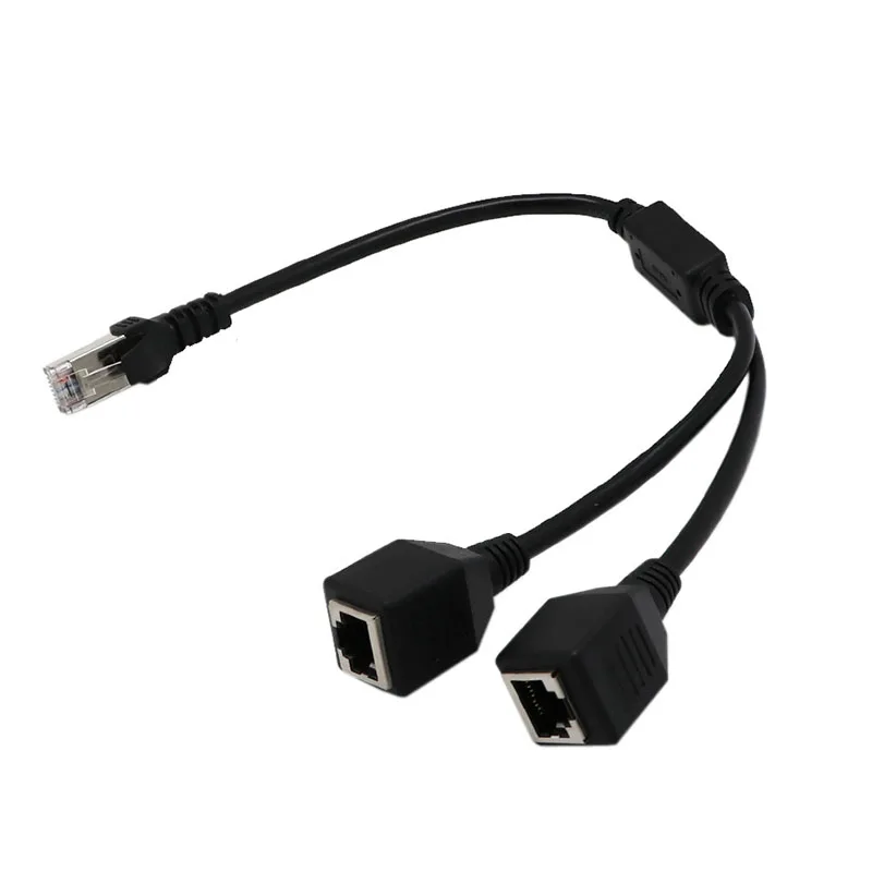 Разветвитель Y образного кабеля RJ45 Ethernet переходник с 1 на 2 порта переключатель