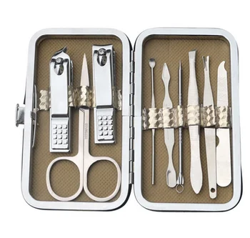 

by dhl or ems 100sets 9pcs/set nails manicure tools Pedicure Scissors Nail Care Nipper Cutter Cuticle Grooming Kit with Case