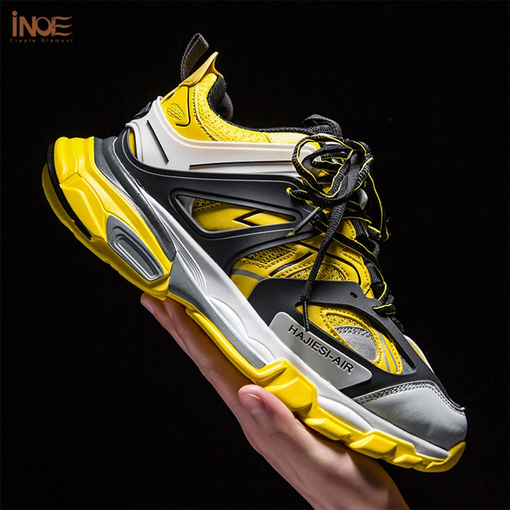 

INOE 2019 Fashion Men Casual Sneakers Spring Leisure Shoes for Man Hit Colors Breathable Mesh Light Shoes for Walking