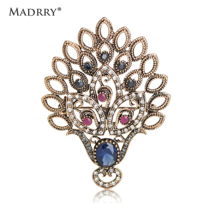

Madrry Handmade Turkish Phoenix Brooches Rhinestone Sculpture Carved Exquisite Broche Women Bohemia Vintage Hat Sweater Corsage