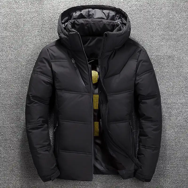 Winter New Men S Down Jacket Casual Mens Thick Detachable Hat White Duck Down Hooded Coat Male Solid Color Warm Zip Outwear Tops Aliexpress