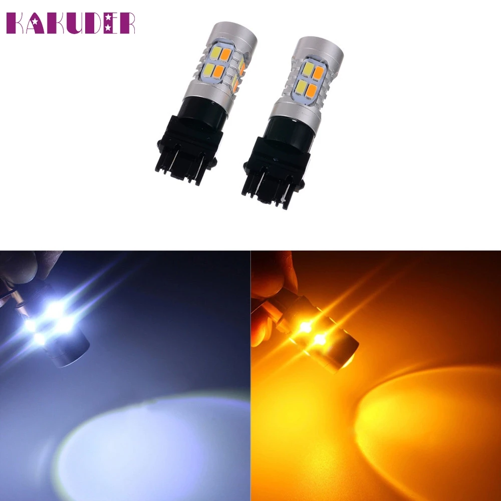 Auto led light 2PC High Power T25 5630 3157 Dual Color Switchback LED