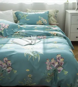 

modern flower bedding set teen kid,full queen king 60s cotton yellow blue double home textile bed sheet pillow case duvet cover
