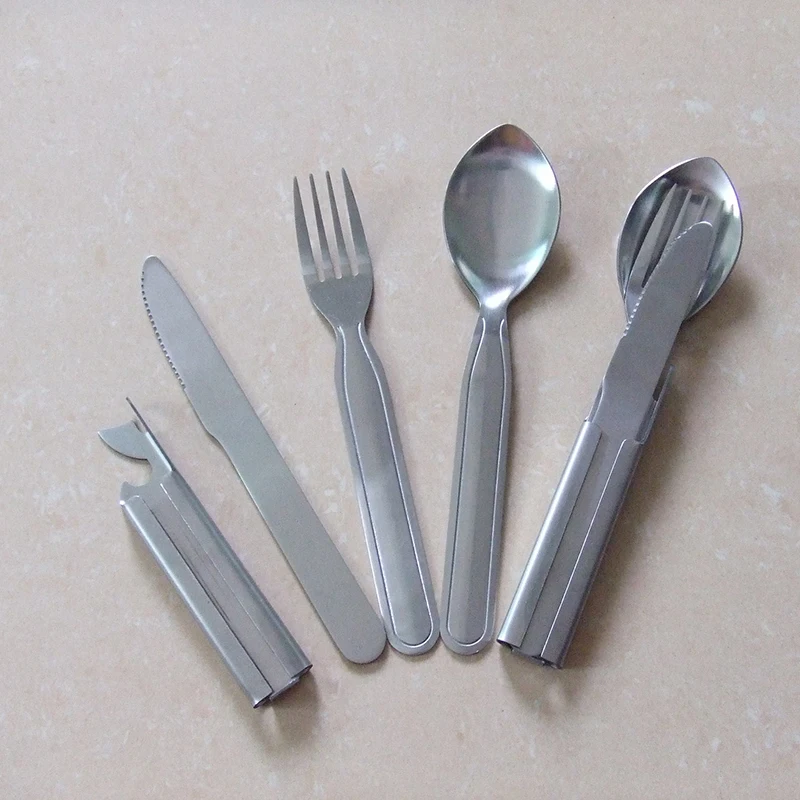 

4 Pieces Spoon Fork Knife Outdoor Tableware Cutlery Set 4Pcs Dinnerware Dinner Knives Forks Food Stainless Steel Dining Sets P15