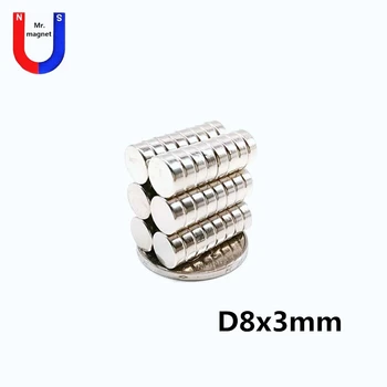 

100/500/1000pcs 8mm * 3mm super strong powerful neodymium magnets 8x3 magnet mini small disc round NdFeB 8*3mm permanent magnet