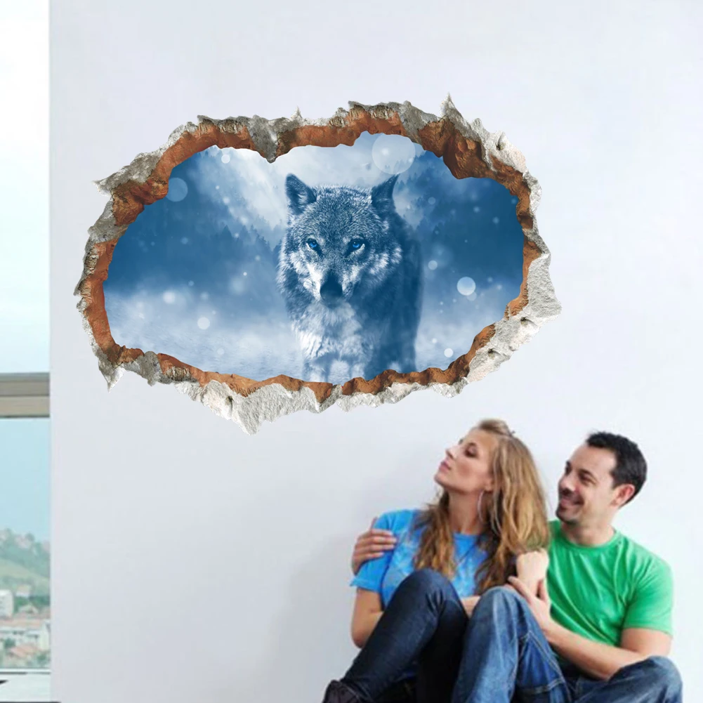 Arctic Snow Wolf настенные наклейки 3D яркие разбитые постер росписи гостиной спальни