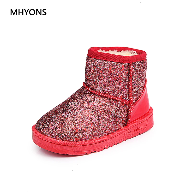 MHYONS/2018 новые зимние ботинки для девочек Детская обувь искусственная кожа