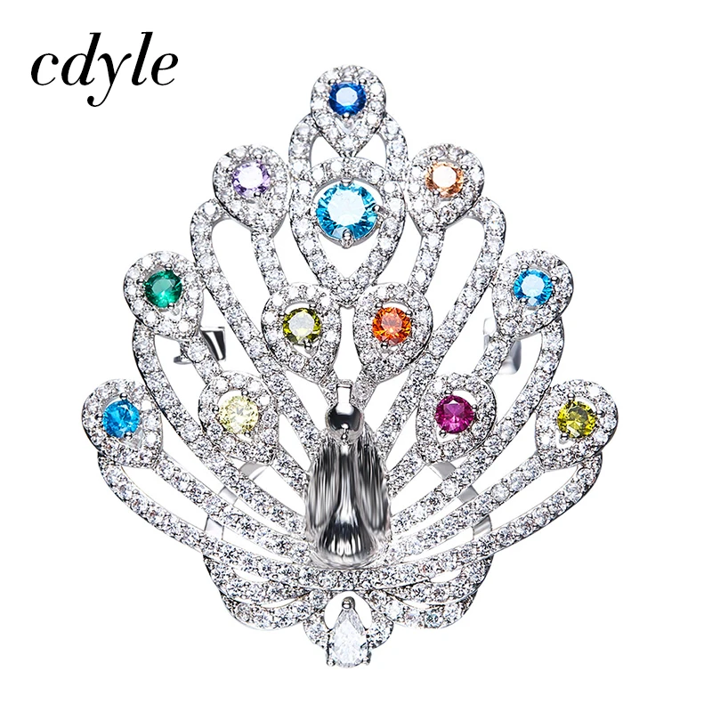 

Cdyle Crystals from Swarovski Brooches Women Austrian Rhinestone Fashion Jewelry Elegant Luxury Colorful Peacocks Peafowl Ladies