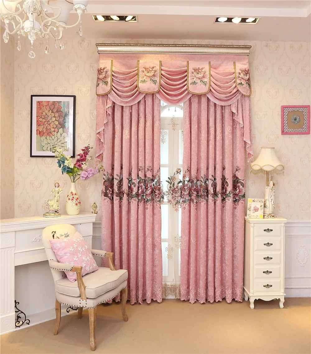 New European Chenille Embroidery Luxury Blackout Curtains For Living
