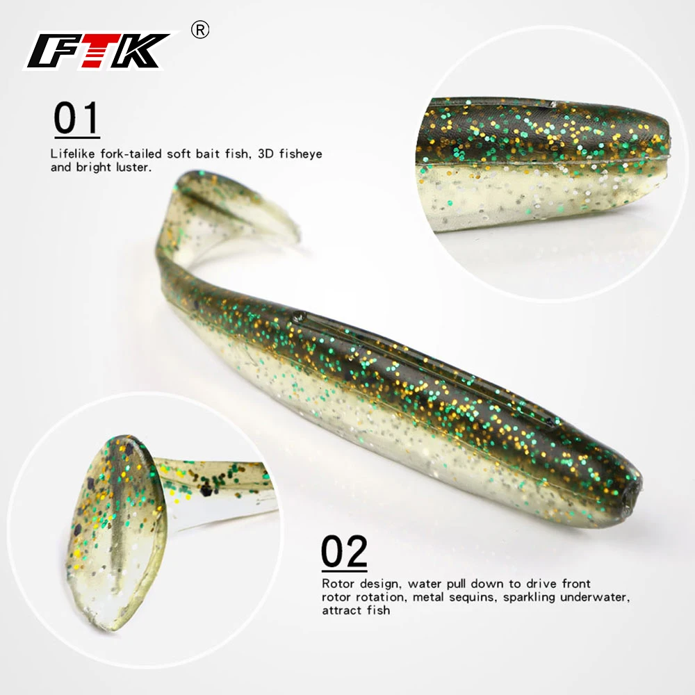 

Soft Lures 10cm 4.4g 5pcs/lot Swimbaits Artificial Soft Bait Fish Wobblers Double Color Carp Fishing Lures