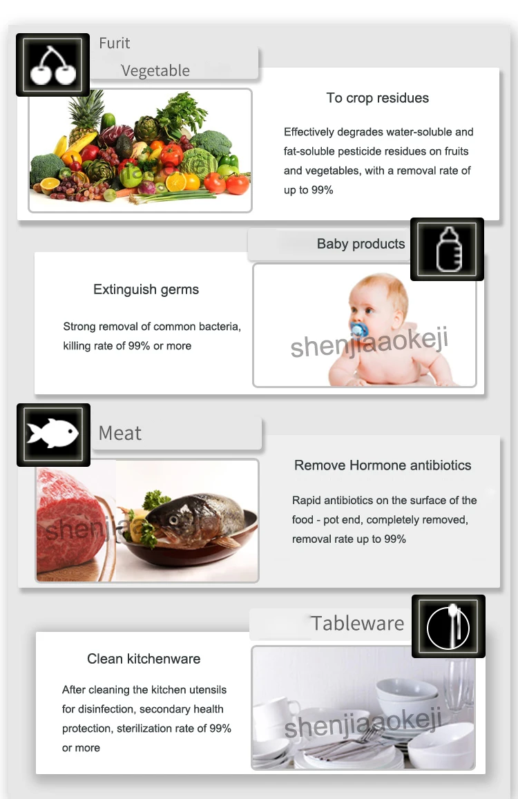 220 В 65 Вт 1 шт. бытовой автоматический очиститель пищи фрукты и чистка овощей дезинтоксикационная машина пищевая стиральная машина