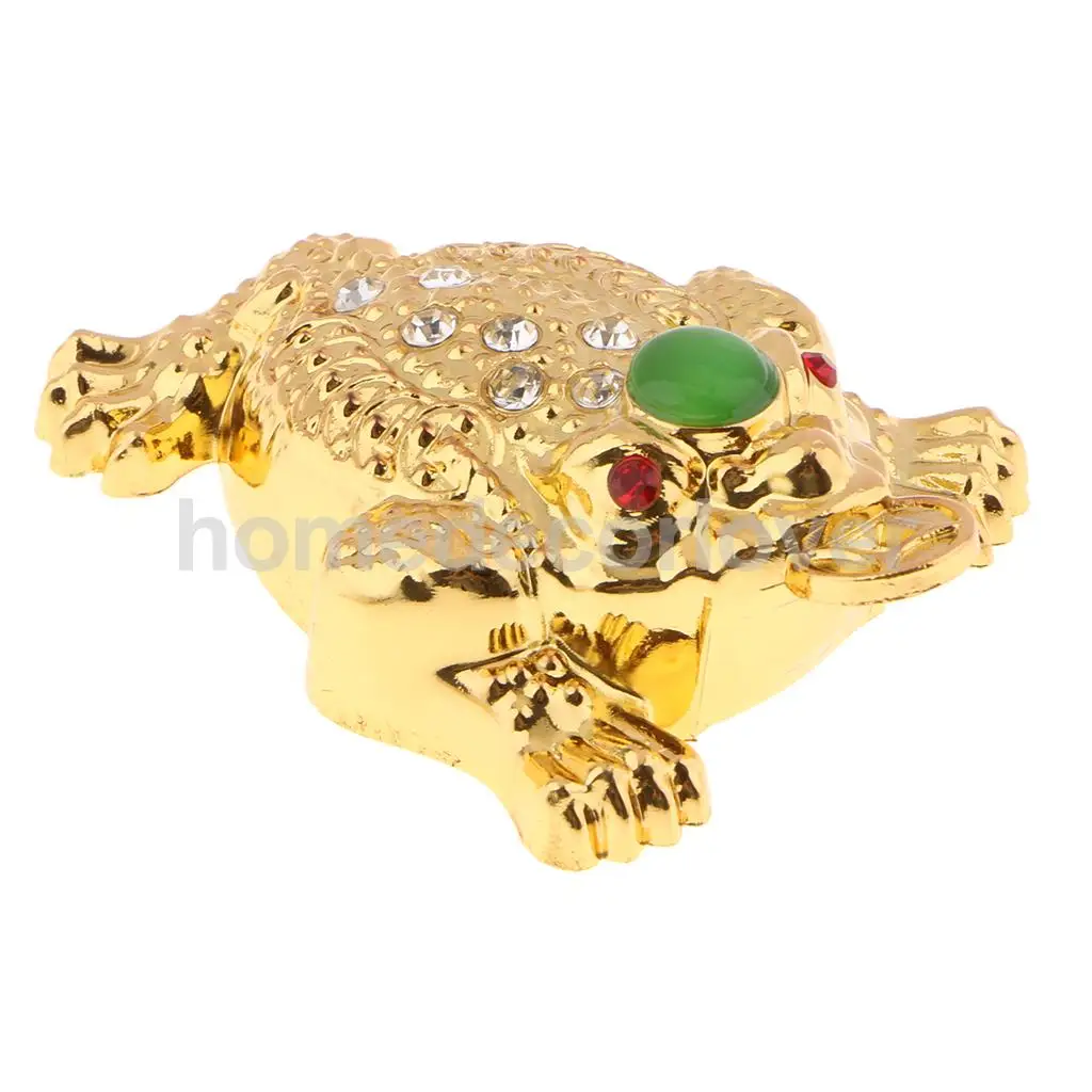 Classic Golden Resin Feng Shui Toad Statue Figurine Coin Money Wealth Ornaments For Home Office Shop M