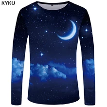 KYKU Moon футболка с длинным рукавом звезда футболка s ночное небо одежда Космос топы тройники футболки женская футболка с принтом Забавный фитнес женский