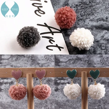 

DIY handmade jewelry accessories lamb hair ball hanging with autumn and winter models earrings material pendant