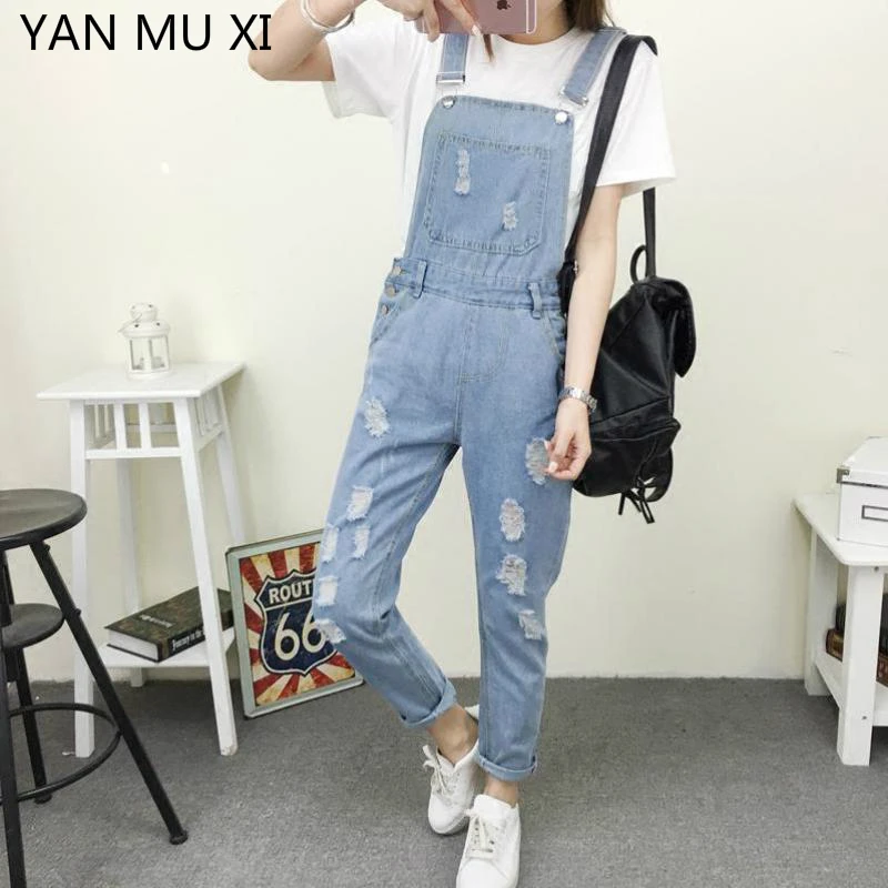 New Brand YAN MU XI 2017 Spring And Autumn Fashion Loose Strap Jeans