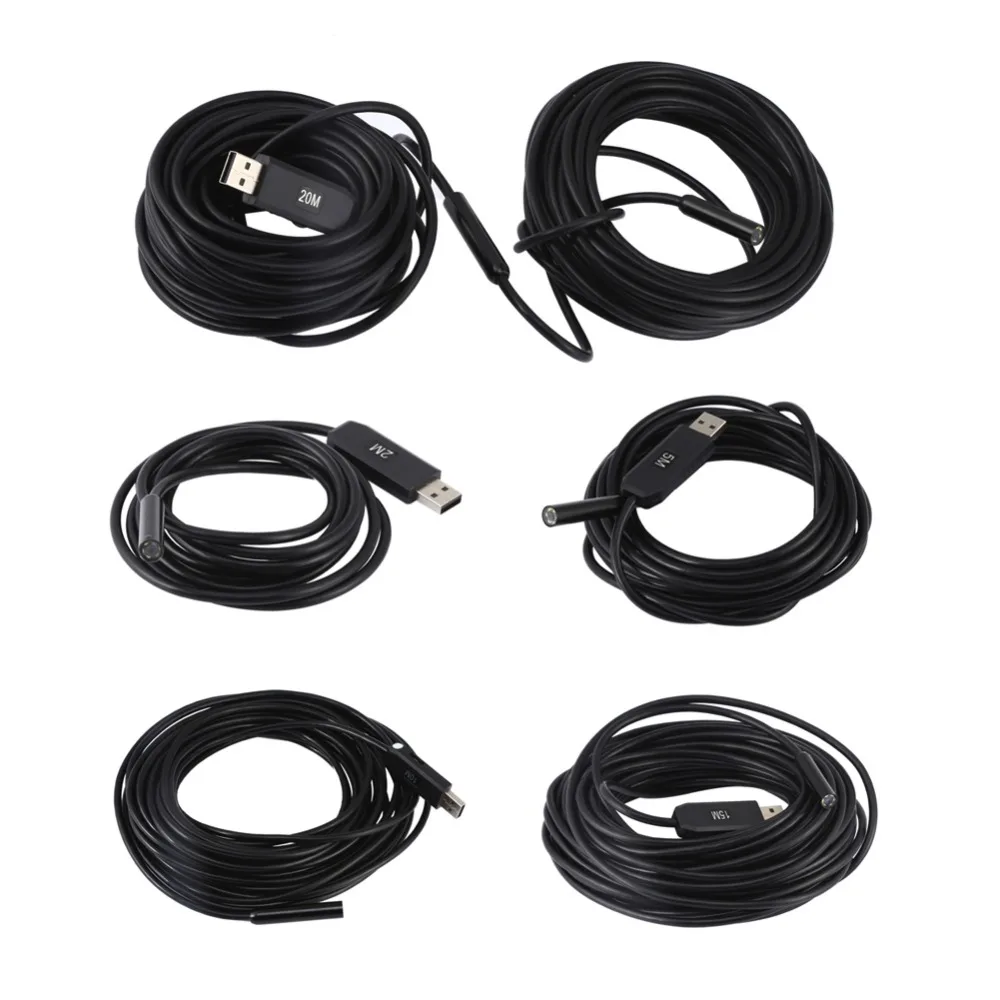JINGLESZCN USB 9mm Dia 2m/5m/7m/10m/15m/20m/25m Length Endoscope 2mp HD Borescope Insepction Camera Lens Waterproof Cmos Mirror