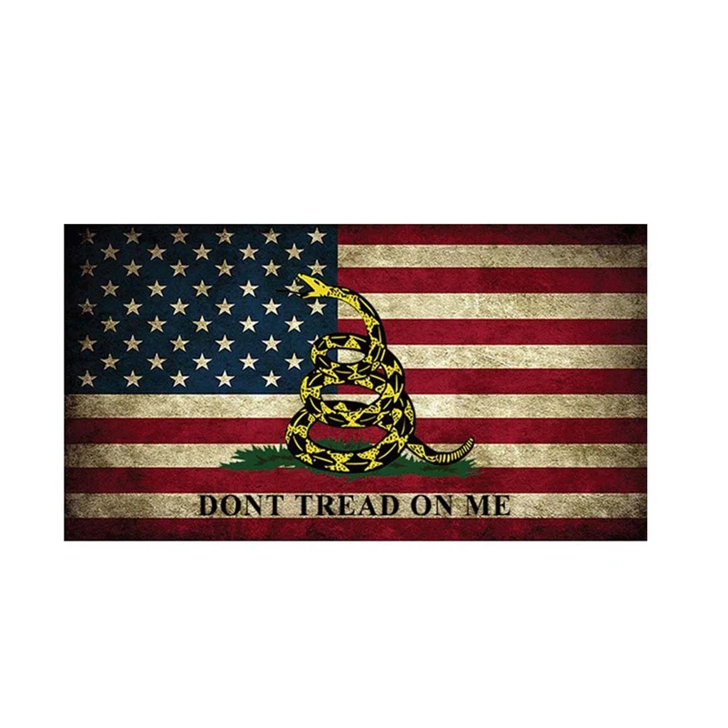 

1Pcs Car Styling Car Sticker Snake Don't Tread On Me Vintage American Flag Vinyl Funny Laptop Motorcycle Auto Decor Decals