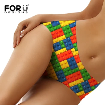 

FORUDESIGNS 2018 Women Panties Plus Size 3D Mix-color Printed Sexy Lingerie Briefs Underwear Women String Calcinha Sem Costura
