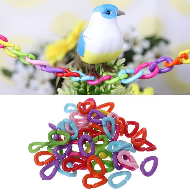 50Pcs/Pack Parrot Toys Clips Hooks Bird Stand Chain Rainbow Rat Bird
