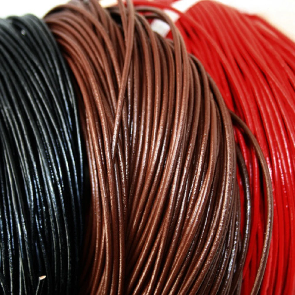 

High Quality 6 Colors Length 1m Size Approx 2MM Genuine Leather Cord Jewelry findings for DIY Bracelet & Necklace Making