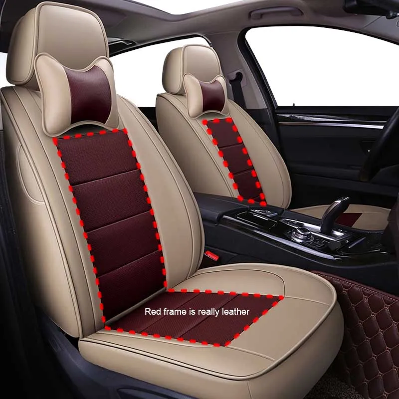 KADULEE пользовательские кожаные чехлы для автомобильных сидений для Porsche MG Suzuki Leon Lexus Infiniti Geely Audi ZOTYE Isuzu и т. д. автомобильные аксессуары - Название цвета: beige with brown
