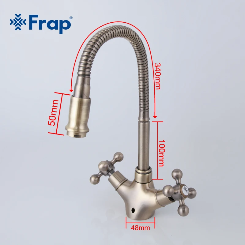 Frap Новое поступление кухонный смеситель с двойной ручкой кран гусиным носом