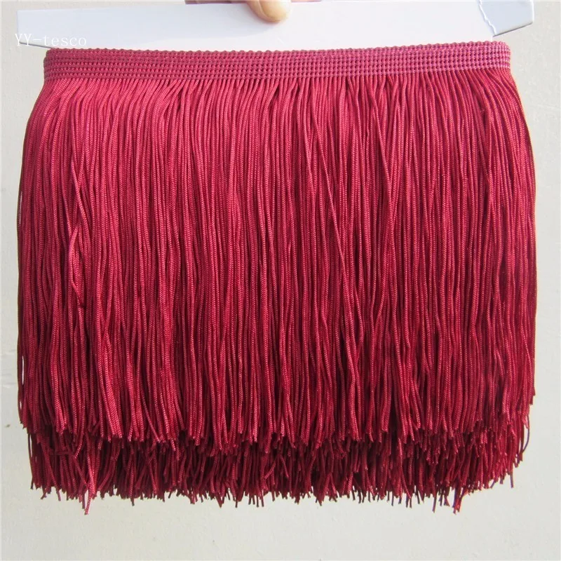 YY-tesco 1 ярд 15 см длинная кружевная бахрома отделка кисточка бахрома отделка для Diy латинское платье сценическая одежда аксессуары кружевная лента - Цвет: Red wine