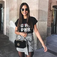 Jo Kalin 2017 New Fashion Summer T-shirts for women Girl Power Funny Letter Print Harajuku Kawaii T Shirt Top Tees Camisas