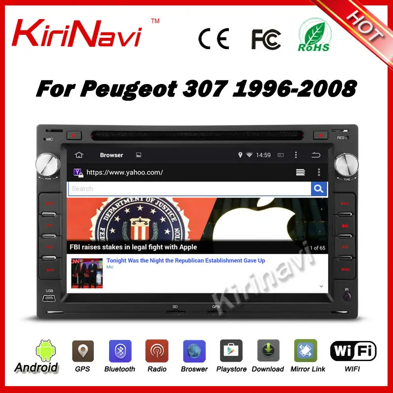 

Kirinavi Android 7.1 car multimedia dvd player for peugeot 307 1996-2008 car gps navigation system with Bluetooth WIFI 3g SW