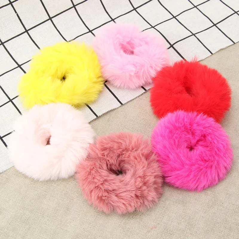 

Fluffy Hair Scrunchies Women Hair Accessories Pompom Scrunchie Wholesale Elastic Hair Bands Ponytail Holder Girls Hair Ties