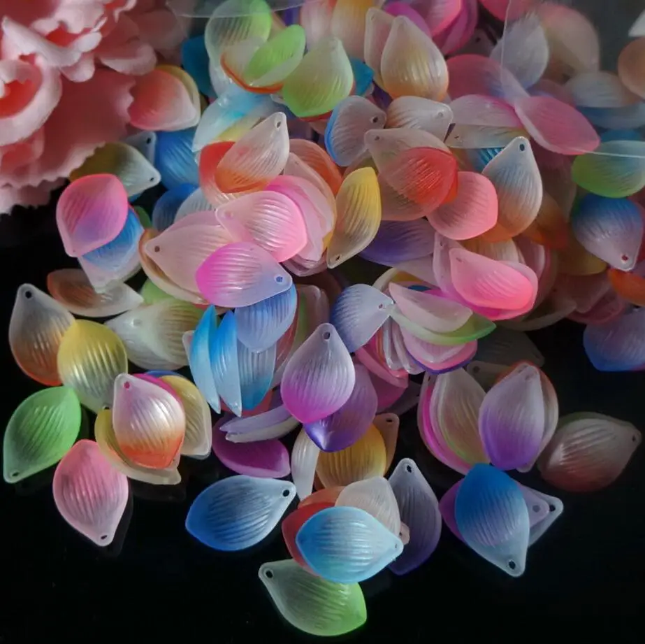 500g 1050pcs 16*25mm Acrylic Frosted Flower Petals Beads For Craft DIY