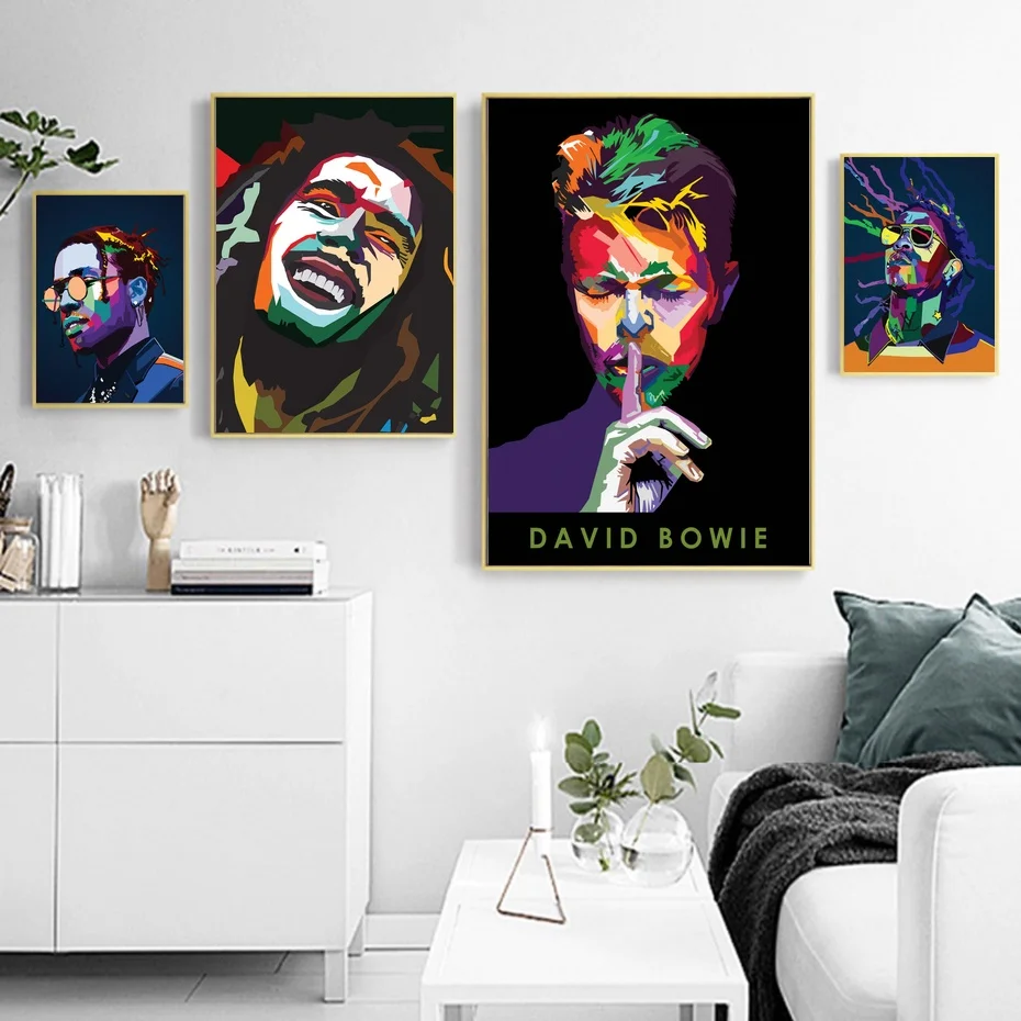 

Asap Rocky Bob Marley David Bowie Young Thug Music Singer Art Wall Decor Canvas Poster Paintings for Living Room