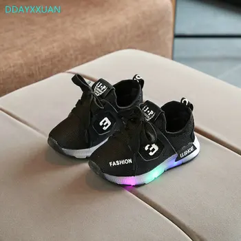 

Hot SALE Children Shoes With Light 2018 New Popular in Europe Airmesh Baby Boy Shoes Autumn Girls Sneakers Kids Led Sports Shoes