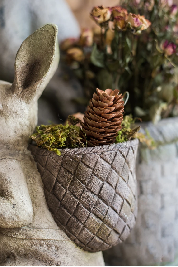 Украшение сада во дворе оксид магния кролик переносная корзина скульптура цветочный горшок сад парк пейзаж открытый скульптура
