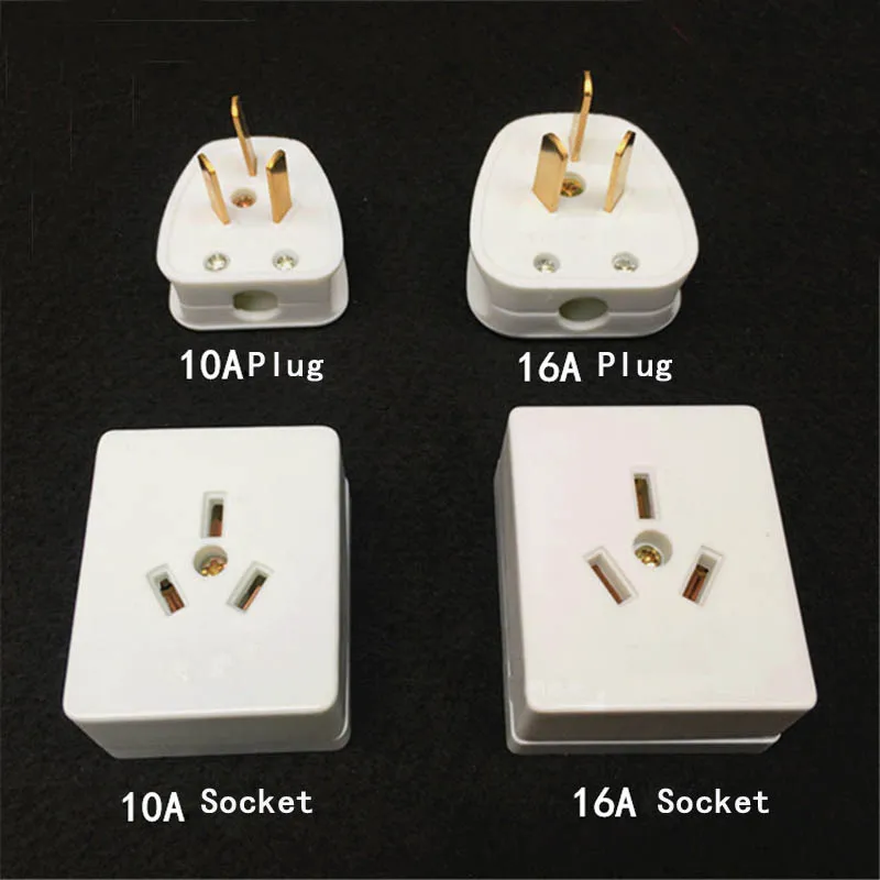 5pcs Electrical Wall Sockets and Plugs Surface Mounted 10A16A Three