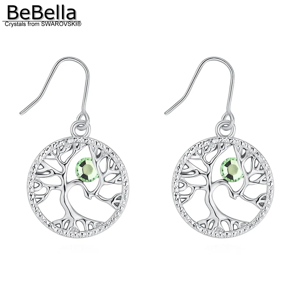 

BeBella round tree crystal dangler pendant earrings with crystal from Swarovski fashion for women girl Valentine's Day gift 2019