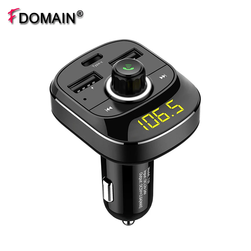 

FDOMAIN Dual USB charger Bluetooth car handsfree kit wireless FM Transmitter Lossless MP3 Player With Type-c fast charging port