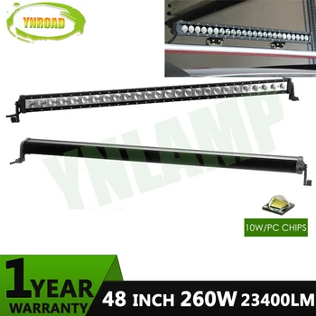 

YNROAD 260w 48inch single row Led Light Bar work light Driving Offroad Light Spot/flood/combo 23400lm 10V- 30V for ATV SUV IP67
