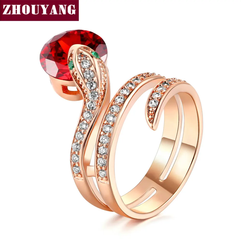 ZHOUYANG высшее качество ZYR150 змея показать бисер кольцо розовое золото Цветные