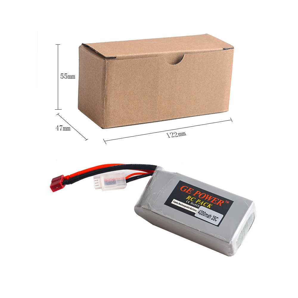 1 adet Yuksek kaliteli GE Guc 7 4 В 4200 мАч 25C 2 S li po aku T tak icin Wltoys 12428/RC araba/RC tekne|Детали и аксессуары| |