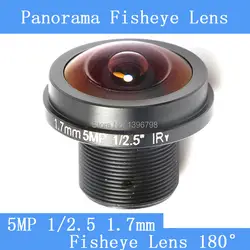 Pu'aimetis CCTV линзы 5MP 1/2. 5 HD 1.7 мм Fisheye панорамная камера видеонаблюдения 180 градусов широкоугольный инфракрасного M12 объектив нить