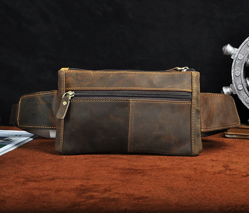 Качественный кожаный мужской повседневный дизайн, поясная сумка, нагрудная сумка, модная, Воловья кожа, для путешествий, 7 дюймов, чехол для телефона, для сигарет, мужской, 8136d