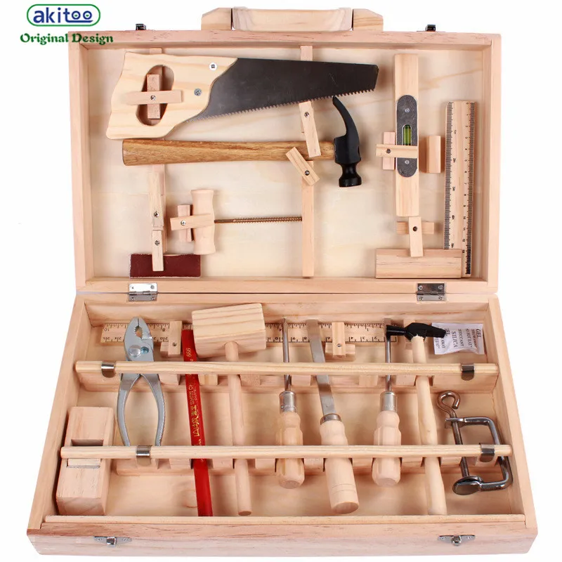 

akitoo 3231 Child Maintenance Management Toolbox toy disassembly multi-purpose carpentry box wooden boy play house puzzle kit