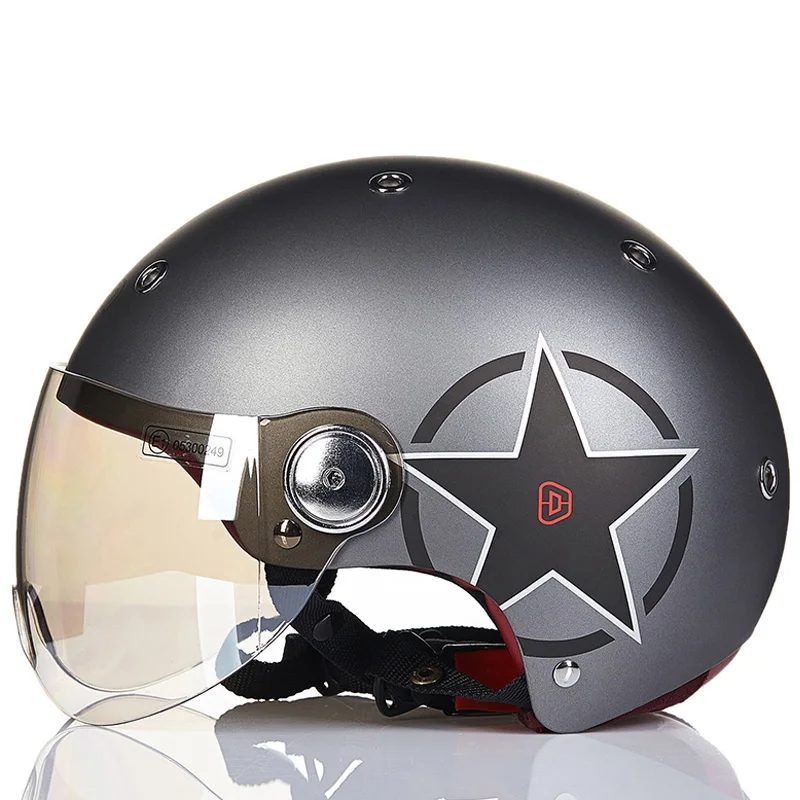 Beon moto rcycle летний детский шлем для женщин в горошек мужские мотоциклетные мото винтажные скутер велосипед половина лица шлемы - Цвет: 4